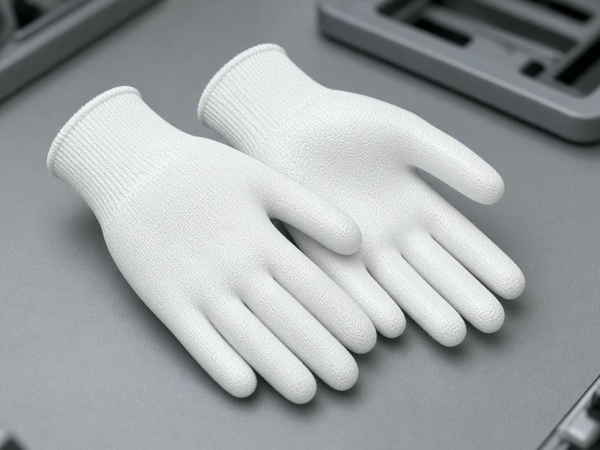 Guantes ESD recubiertos de poliuretano para ensamble electrónico